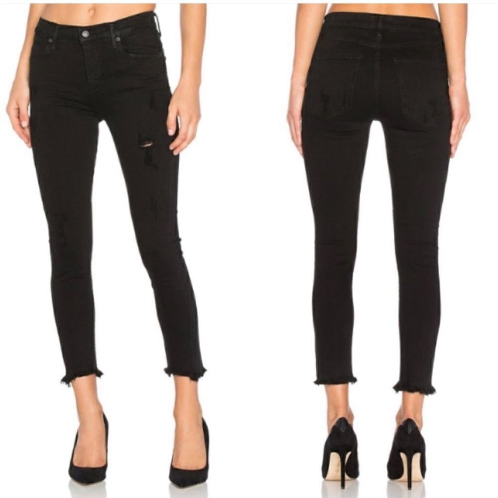 AGOLDE Sophie High Rise Skinny Crop in Harlow Destructed Size 27